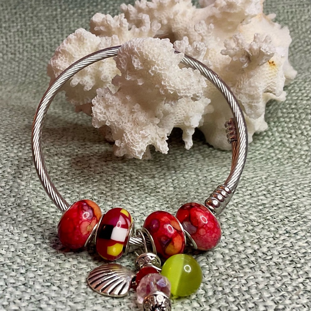 SILVER WRAP BEADED BRACELET